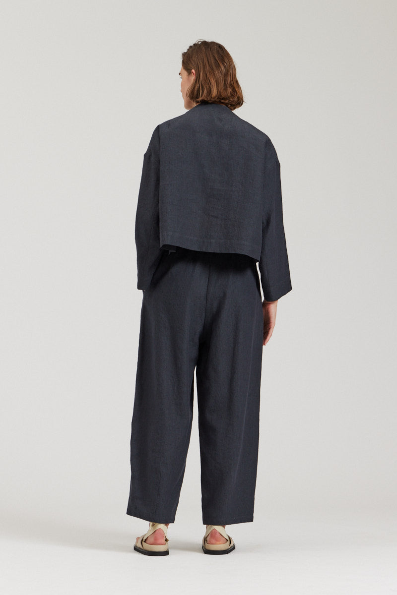 Linen Blend Barrel Pants
