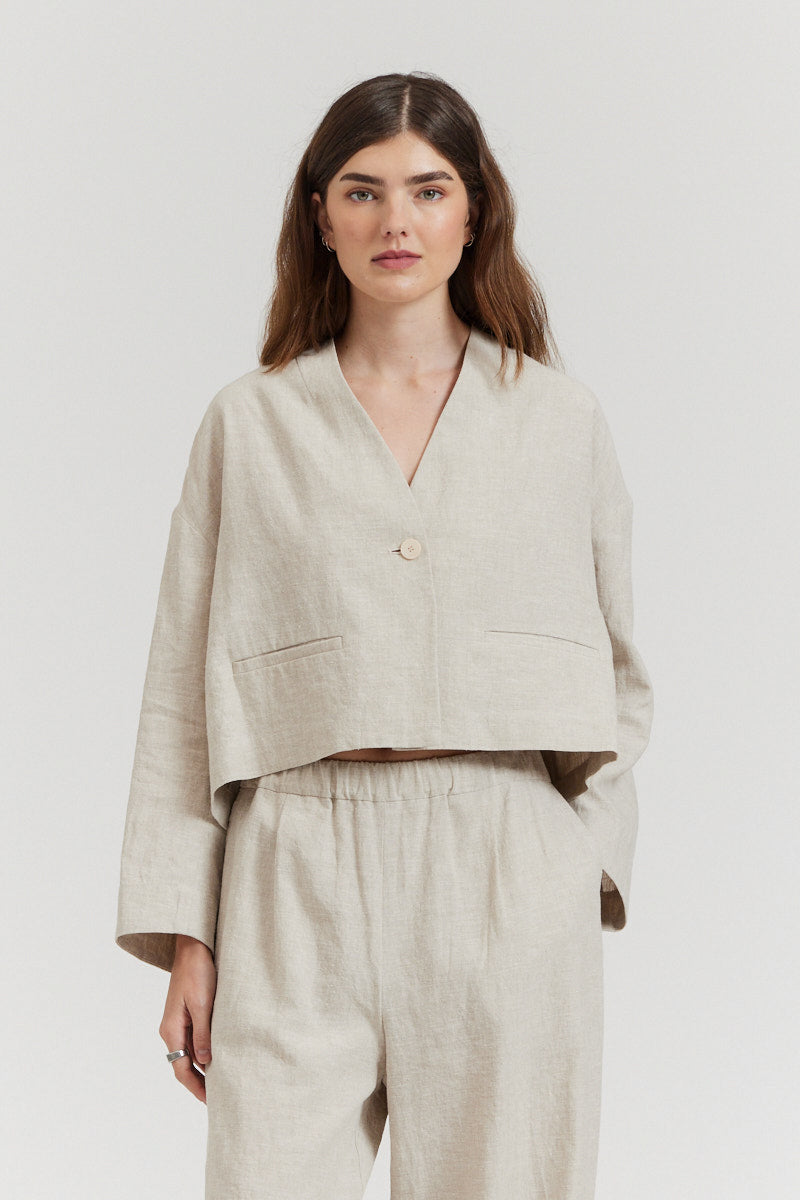 Collarless Cropped Blazer