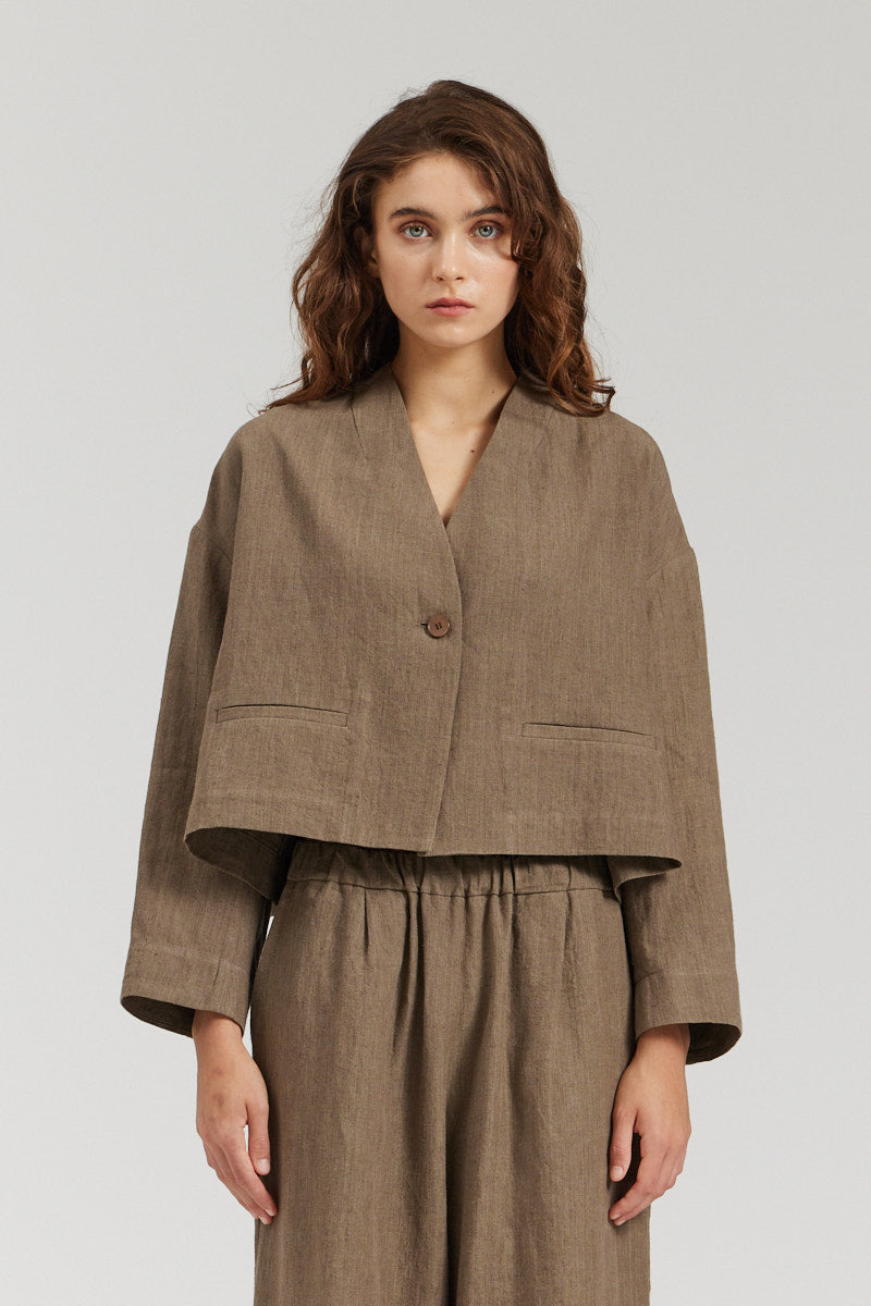 Collarless Cropped Blazer