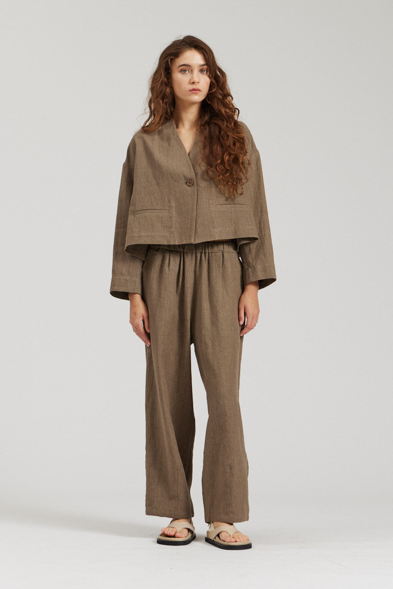 Collarless Cropped Blazer