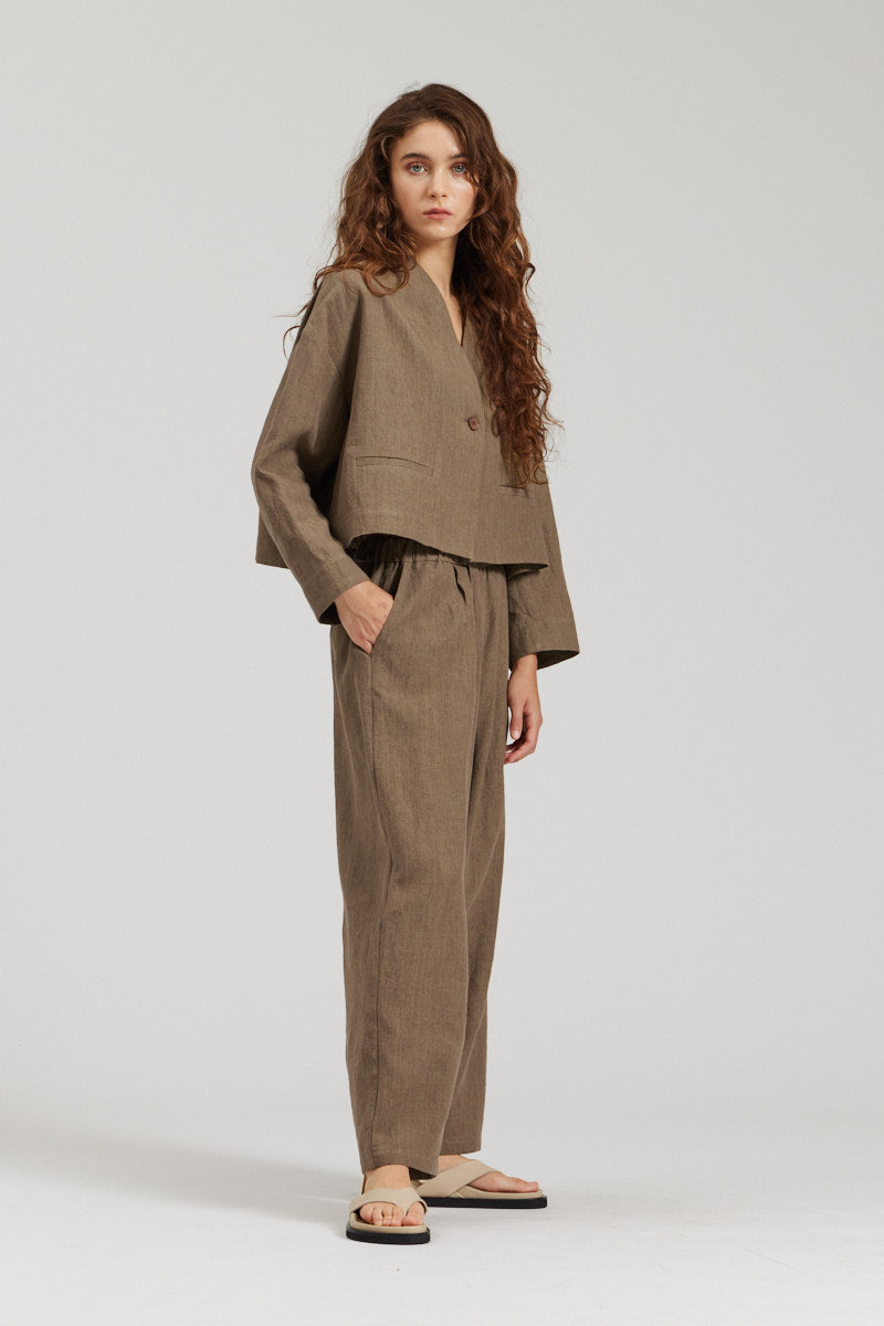 Collarless Cropped Blazer