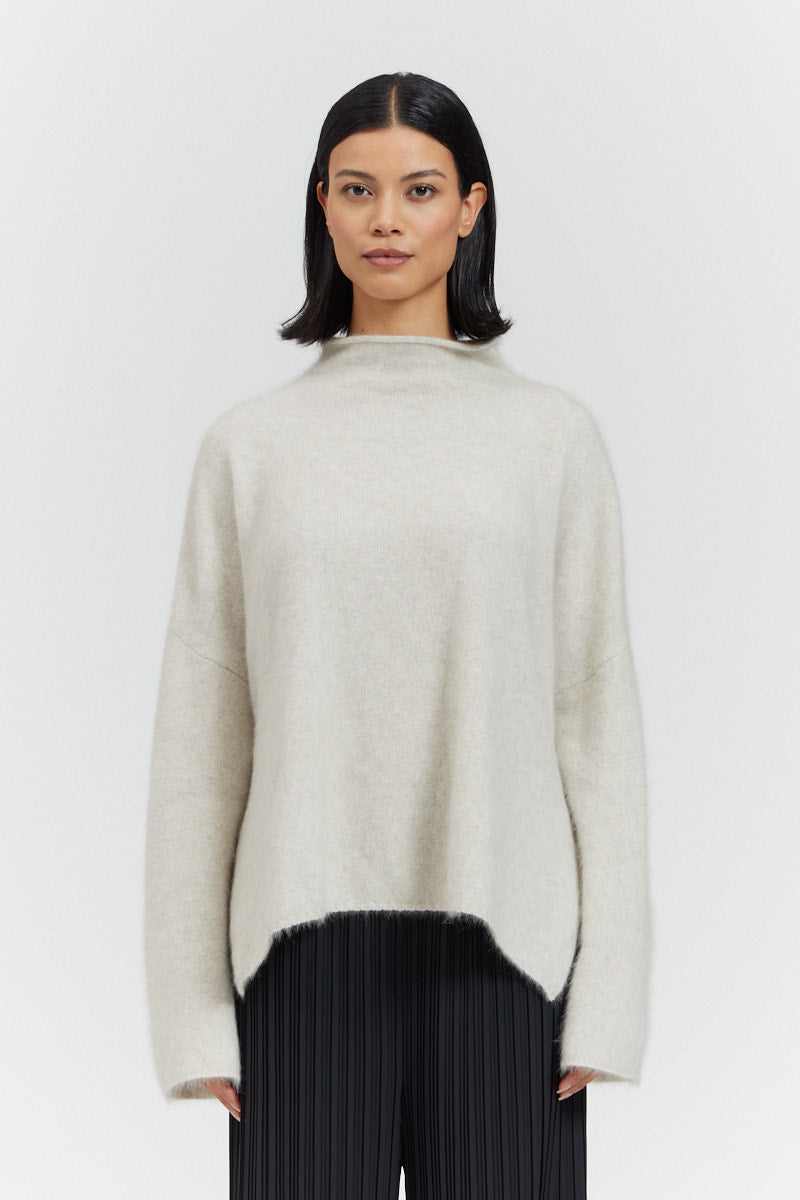 Mock Neck Side Slit Sweater