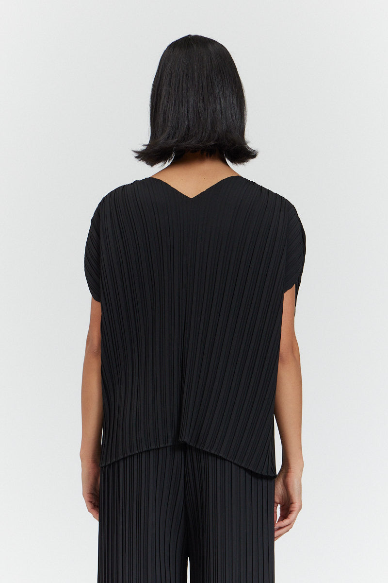 Pleated V-neck Top