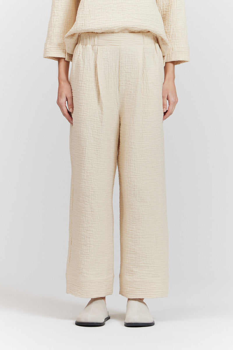 Textured Cotton Lantern Pant