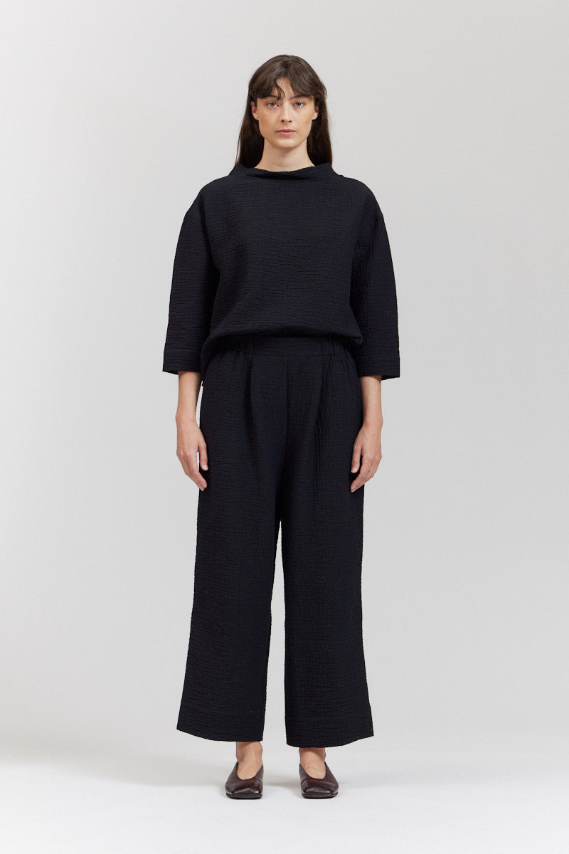 Textured Cotton Lantern Pant