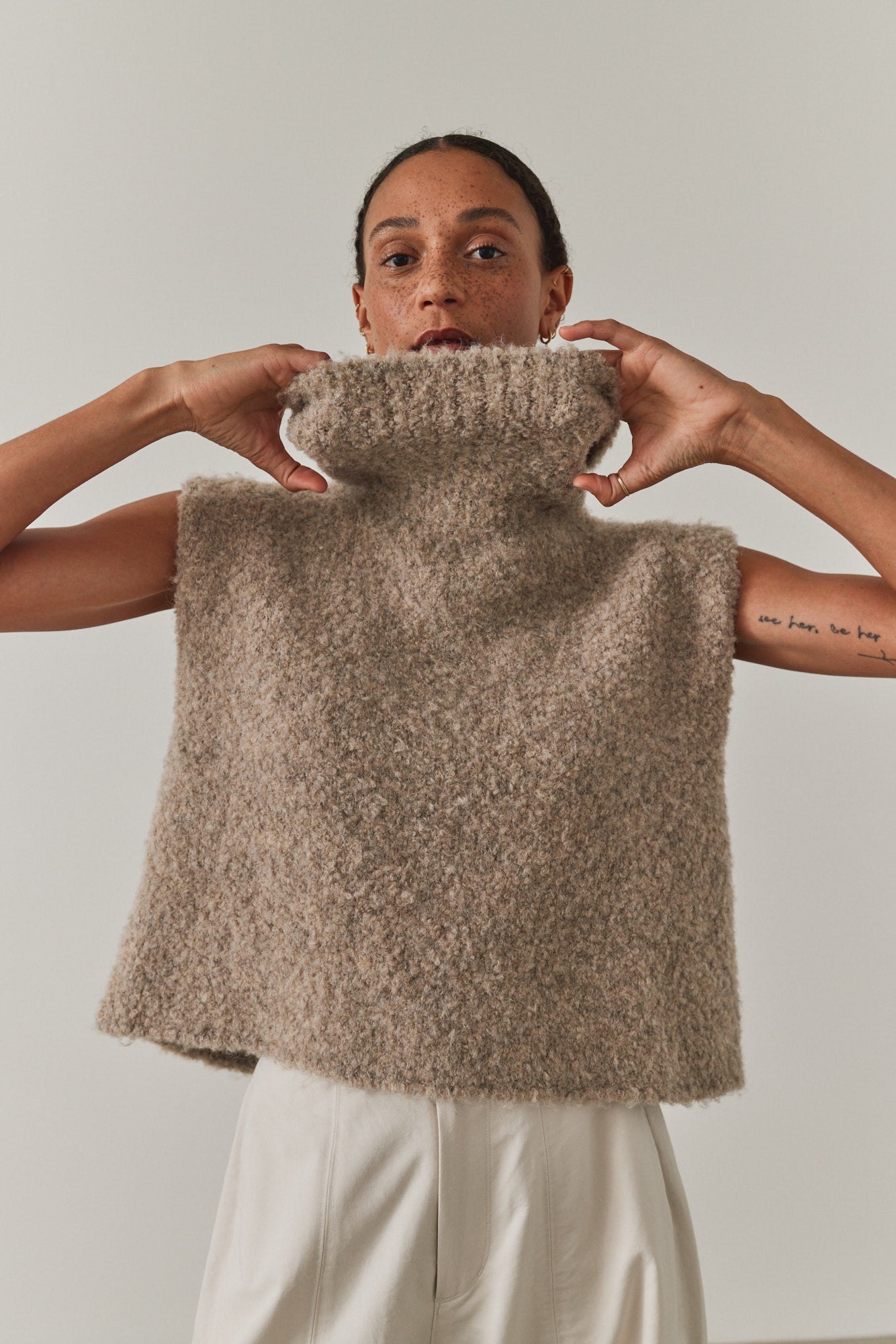Textured Turtleneck Shell