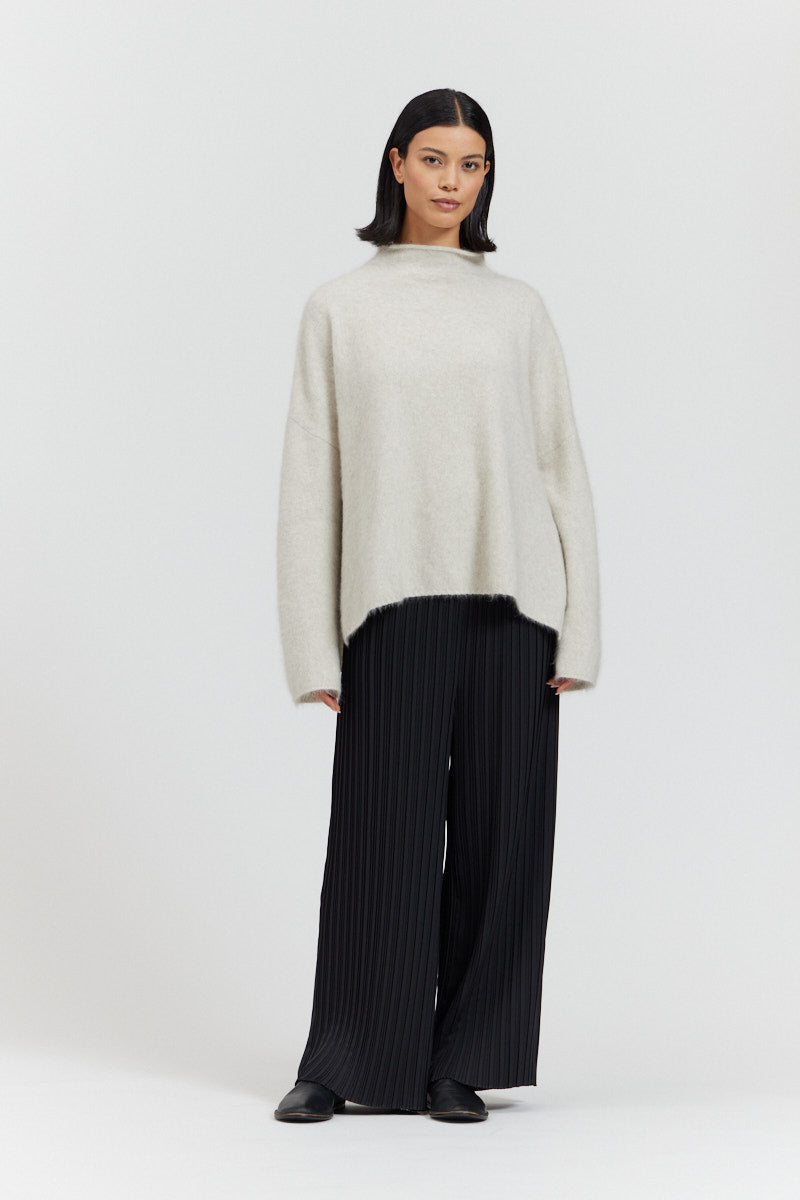 Mock Neck Side Slit Sweater