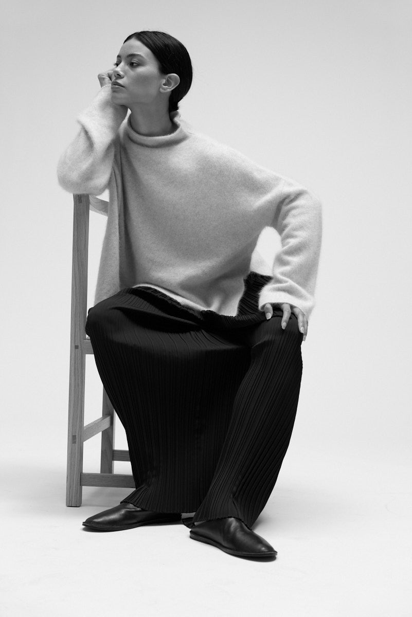 Mock Neck Side Slit Sweater