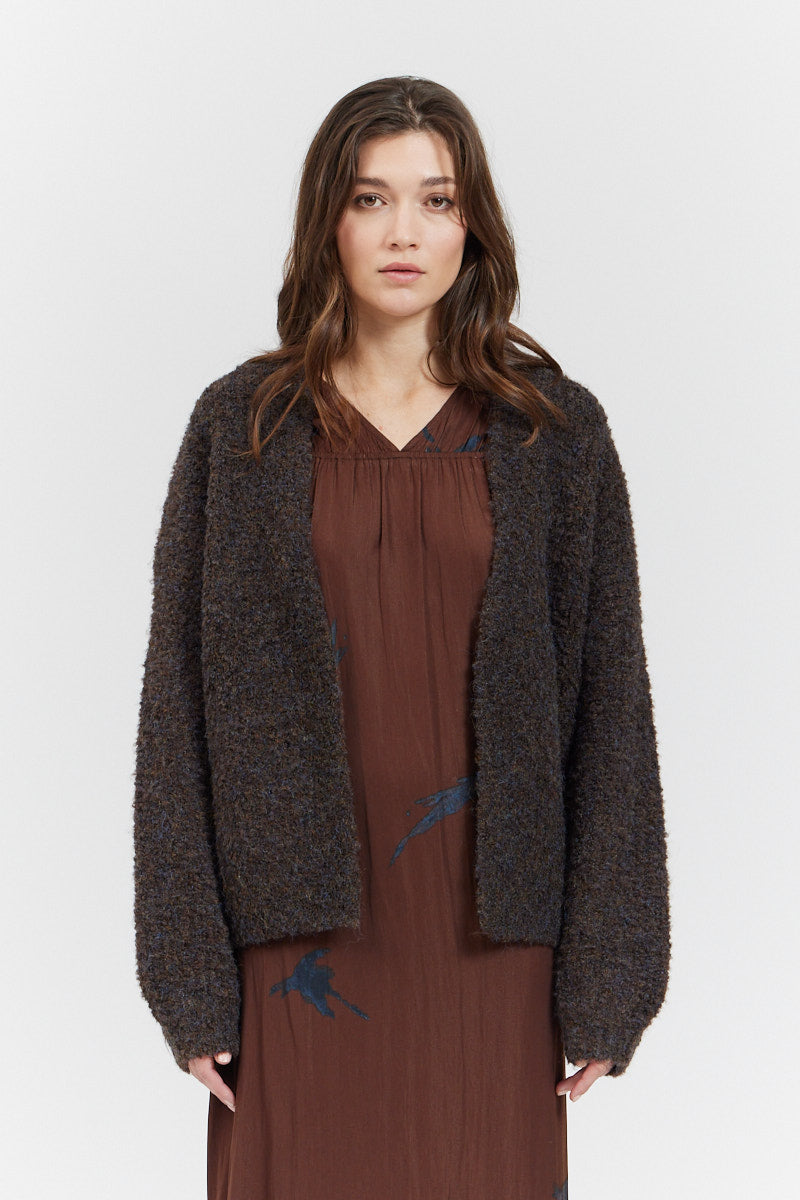 Wool Blend Open Texture Cardigan