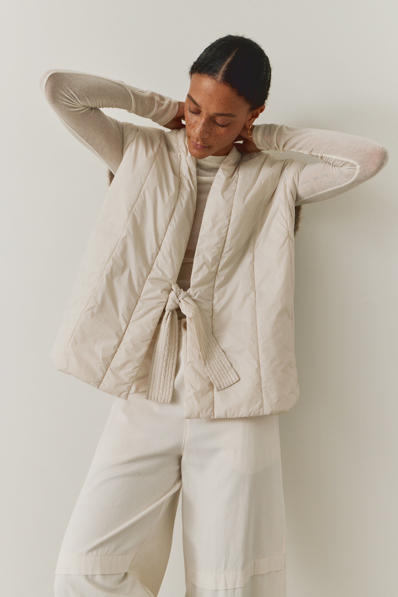 패딩 니트 조끼