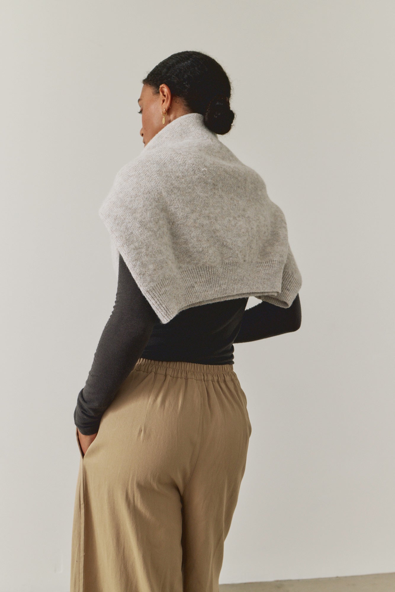 무릎 플리츠 트윌 팬츠