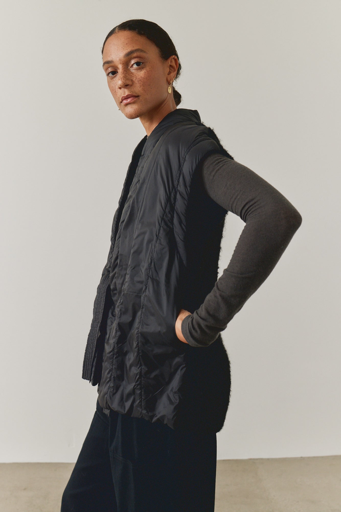 패딩 니트 조끼