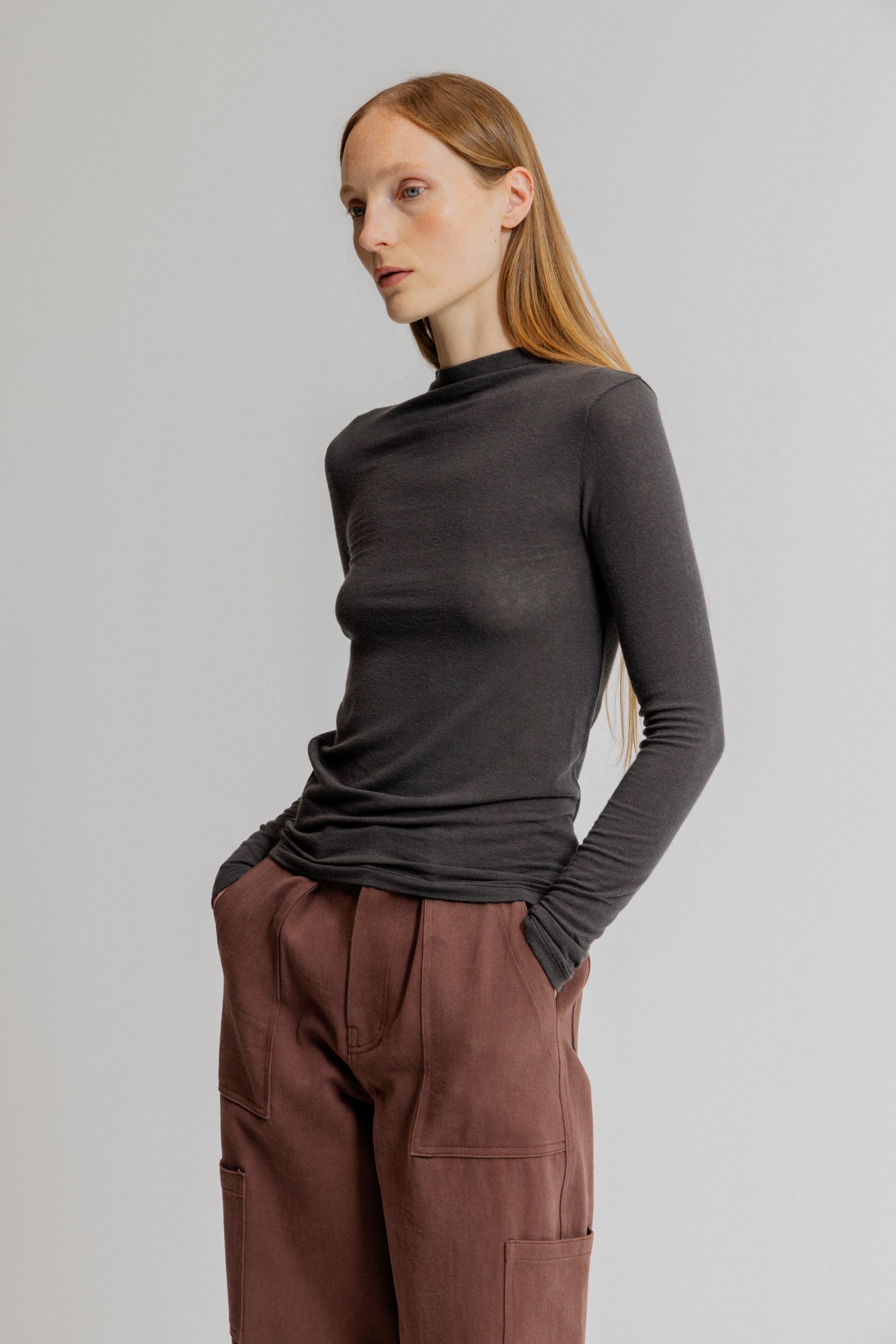 Mock Neck Long Sleeve Tee