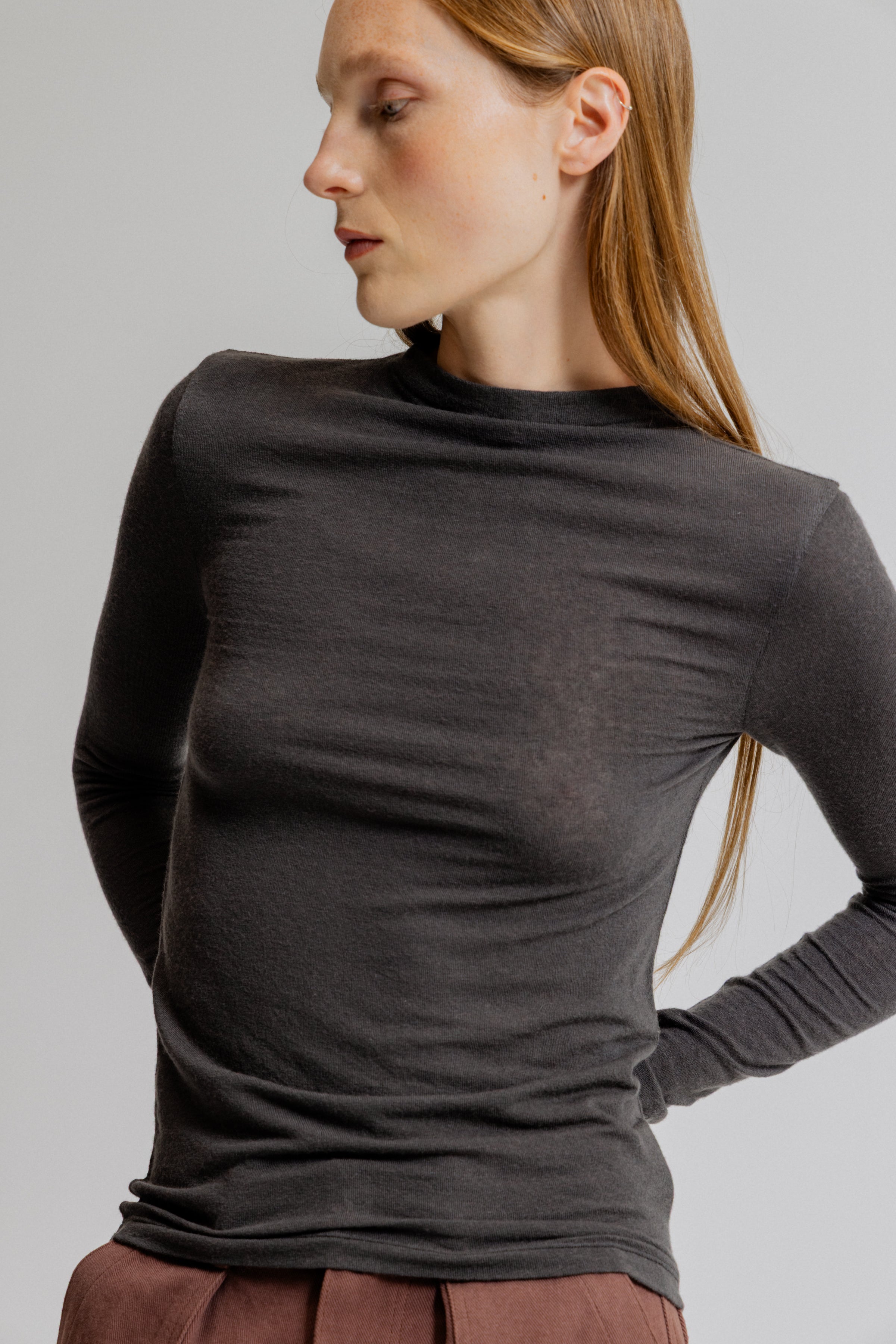 Mock Neck Long Sleeve Tee