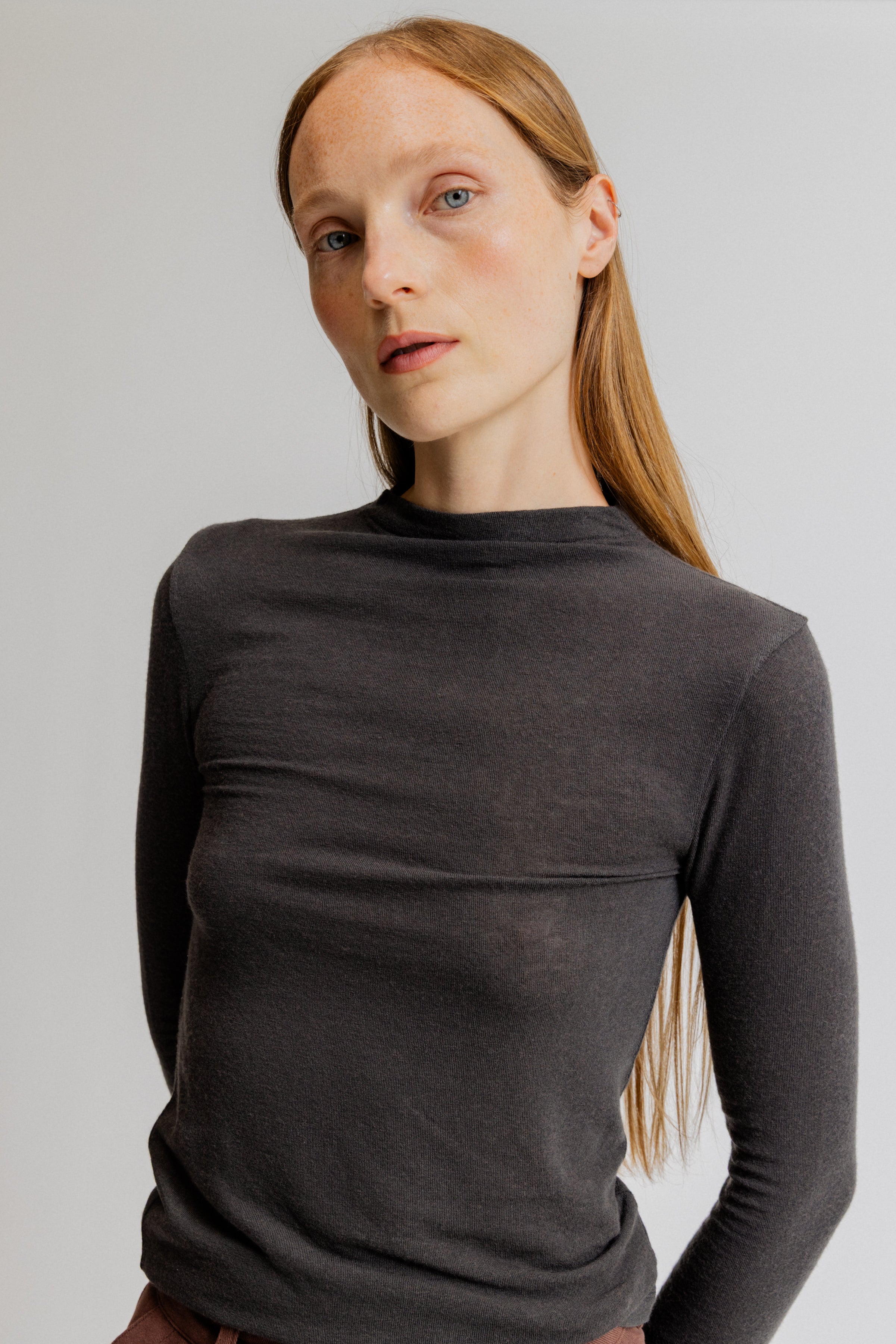 Mock Neck Long Sleeve Tee