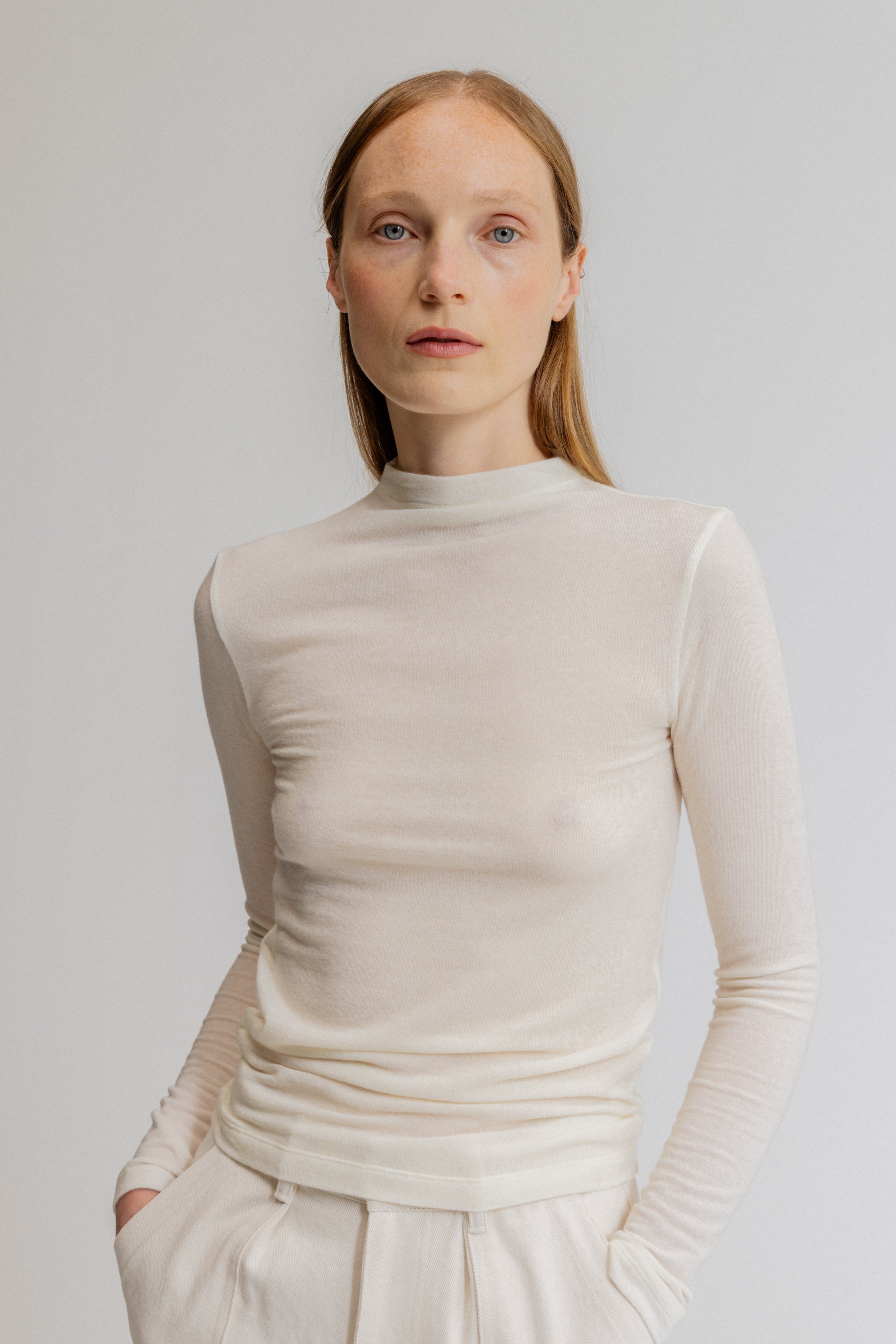 Mock Neck Long Sleeve Tee