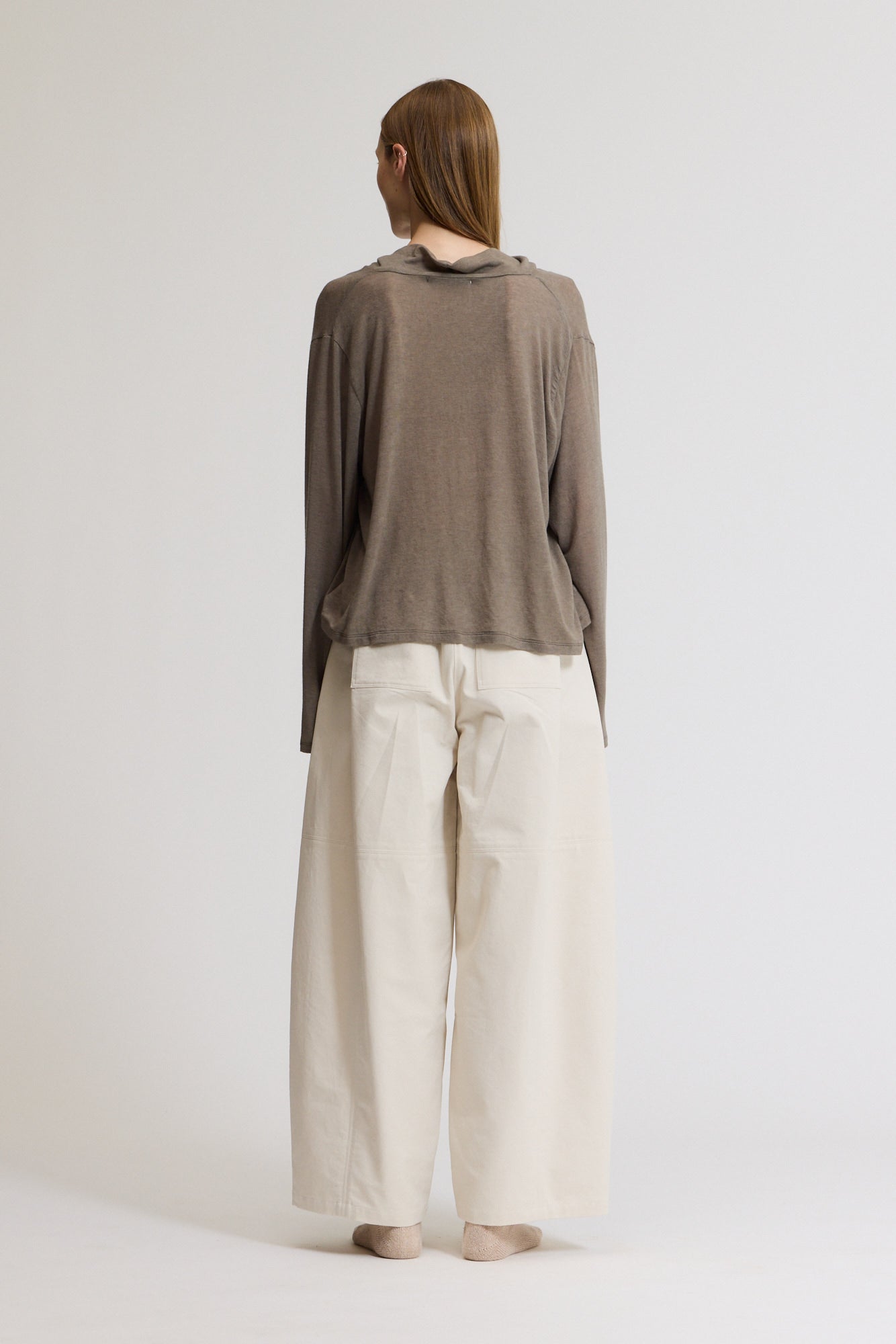 Draped Funnel Neck Jersey Top