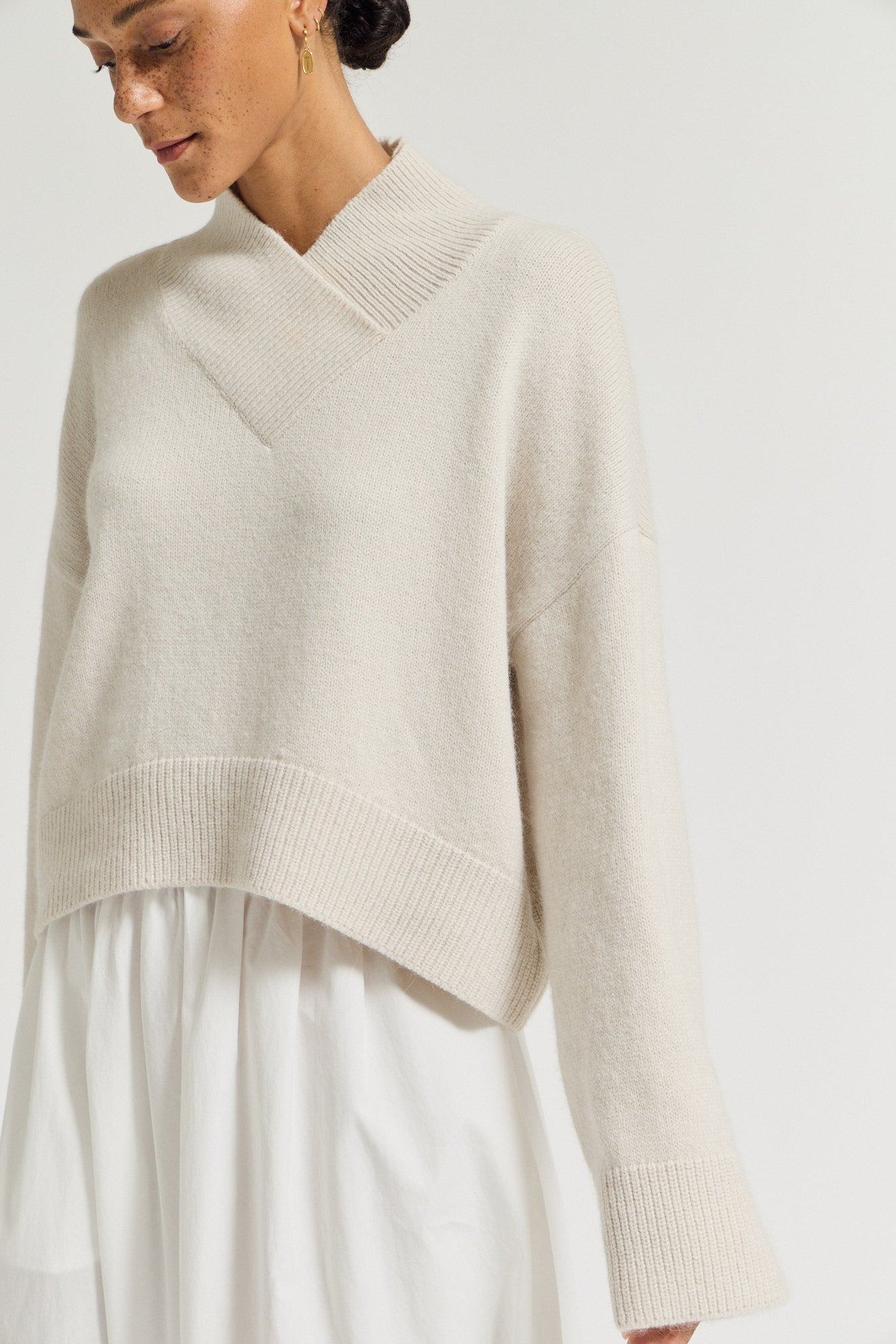 Overlap Turtleneck Sweater