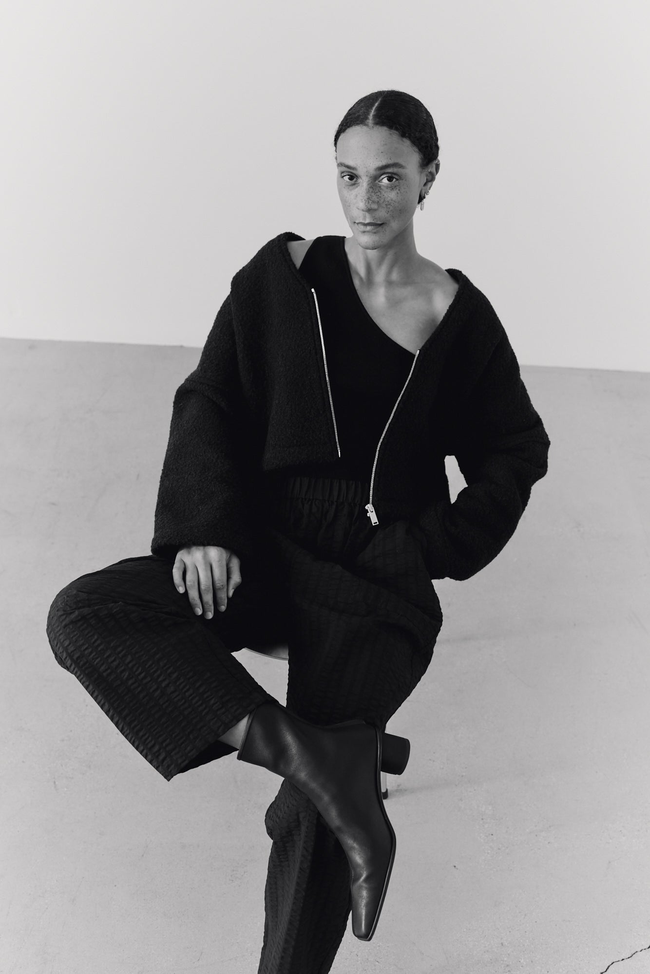 Cropped Bouclé Jacket