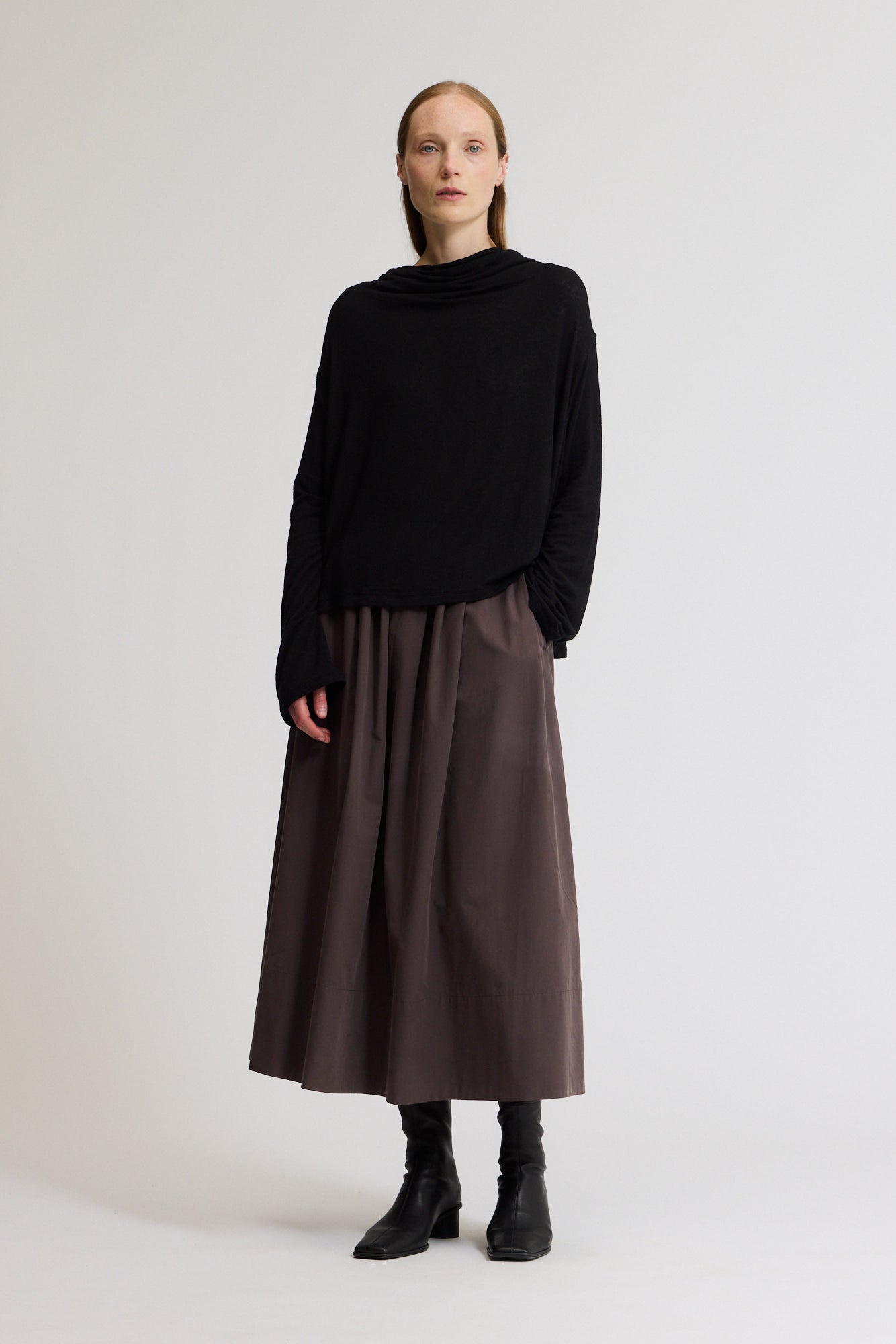 Draped Funnel Neck Jersey Top