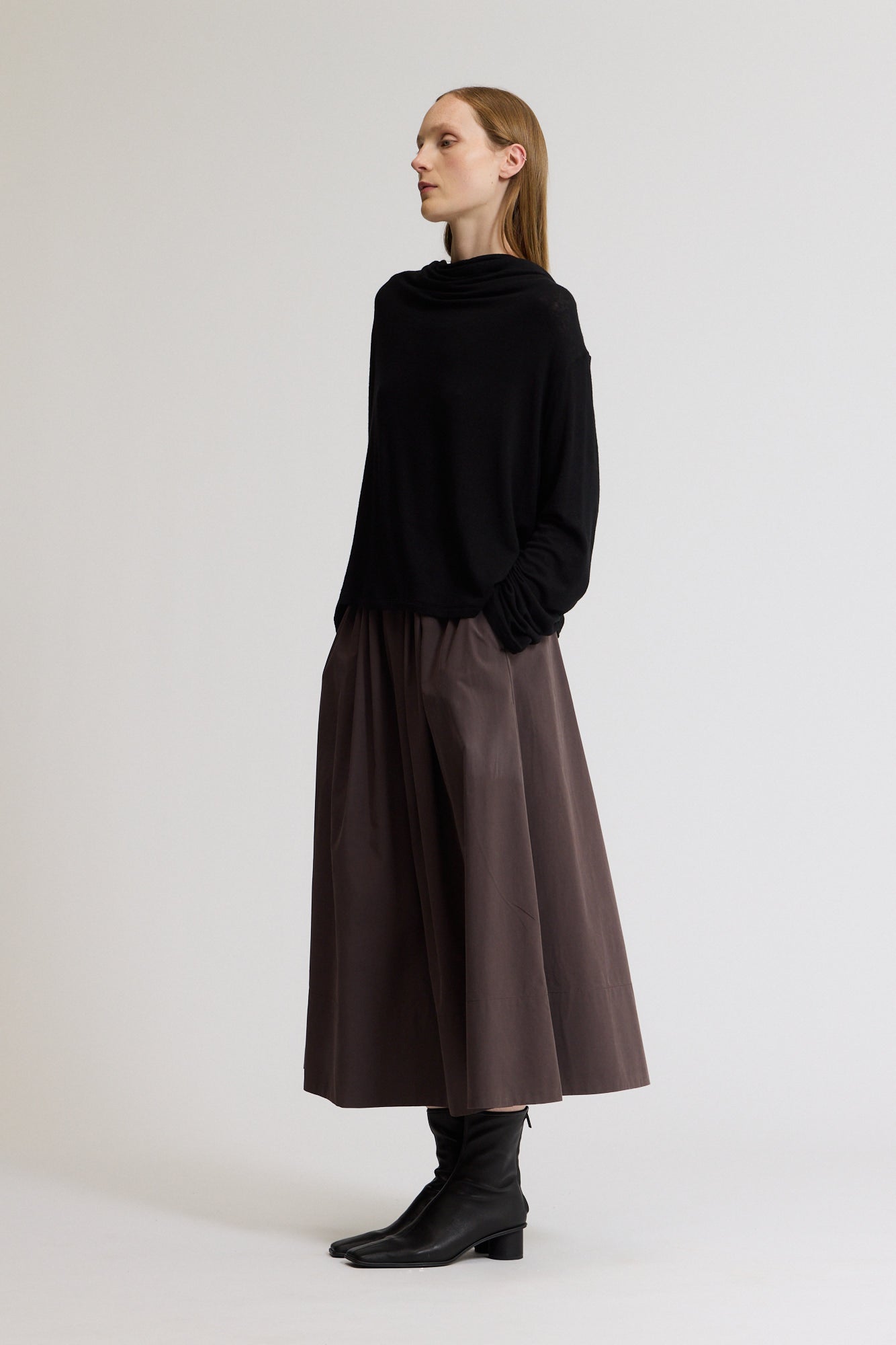 Draped Funnel Neck Jersey Top