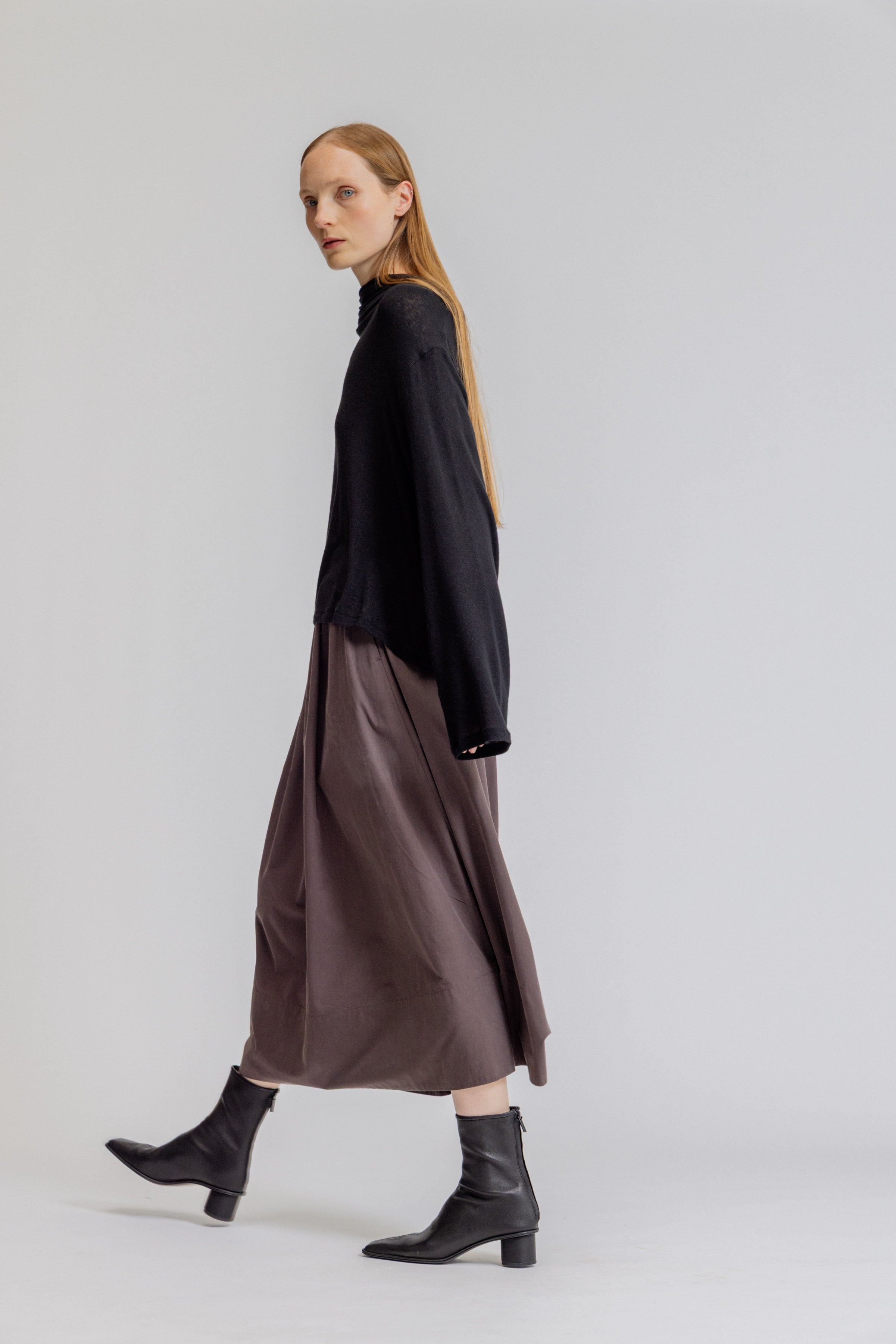 Draped Funnel Neck Jersey Top