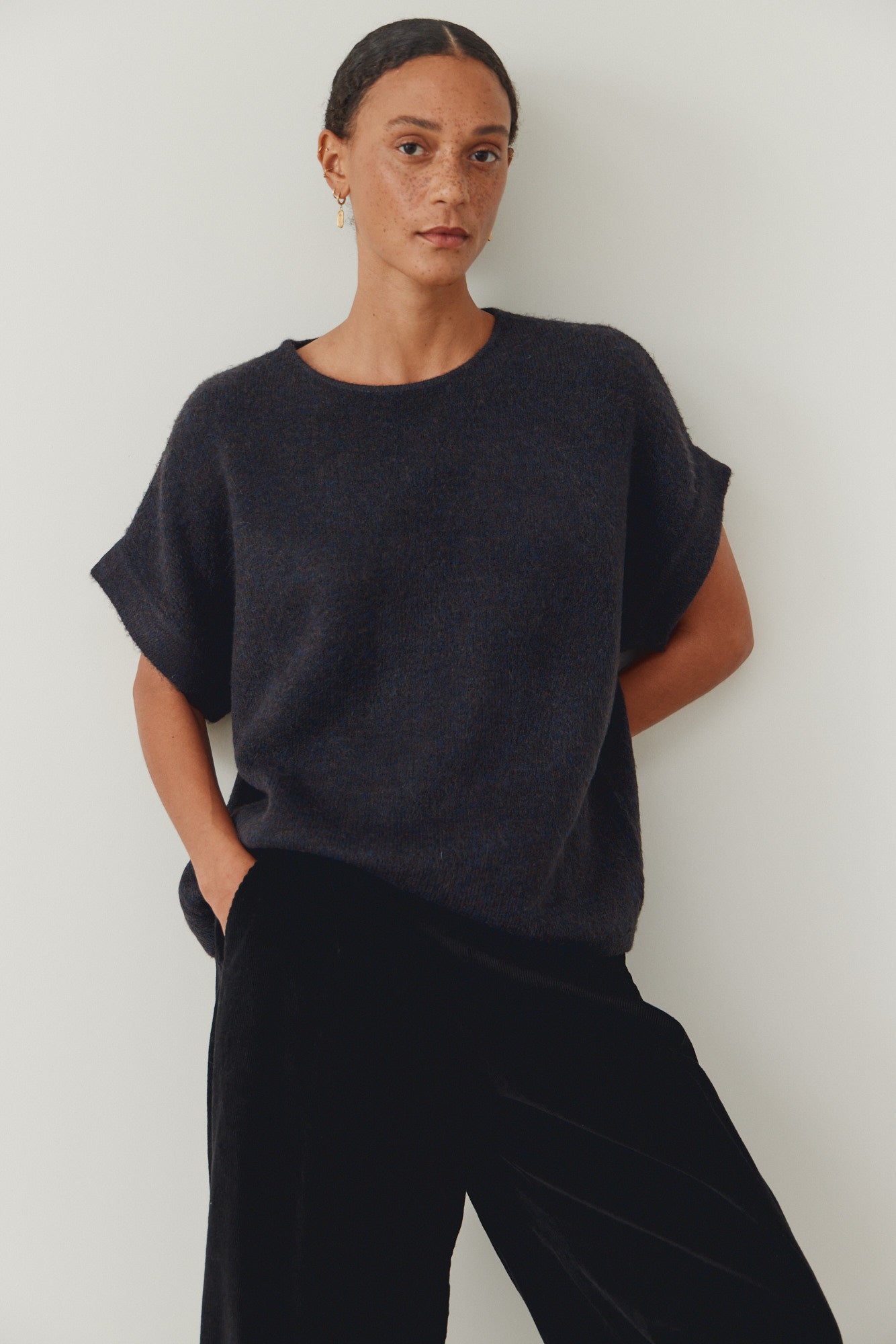 반팔 스웨터 탑